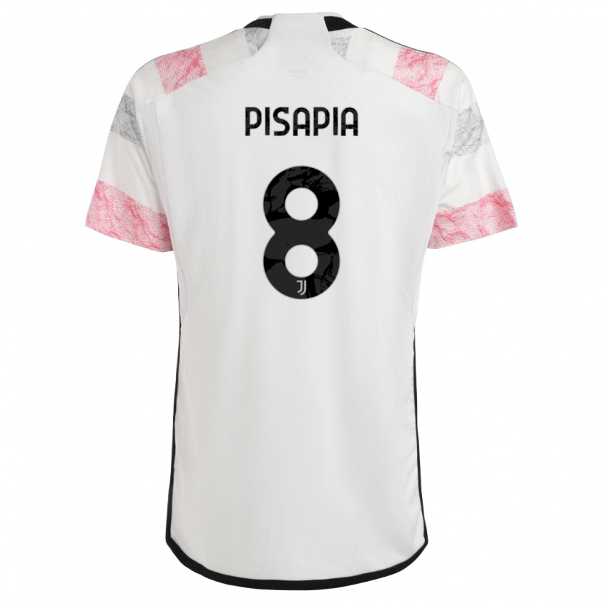Kvinder Luciano Pisapia #8 Hvid Pink Udebane Spillertrøjer 2023/24 Trøje T-Shirt