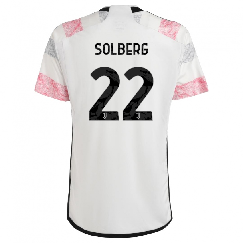Kvinder Elias Solberg #22 Hvid Pink Udebane Spillertrøjer 2023/24 Trøje T-Shirt