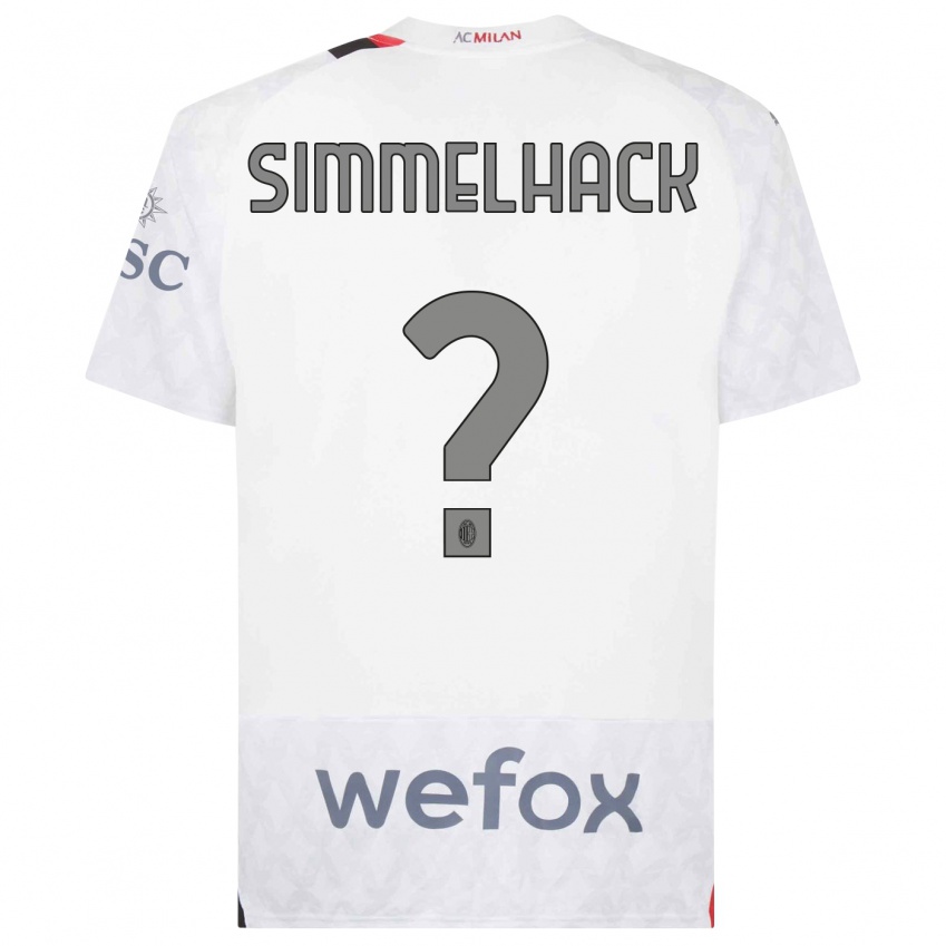 Kvinder Alexander Simmelhack #0 Hvid Udebane Spillertrøjer 2023/24 Trøje T-Shirt