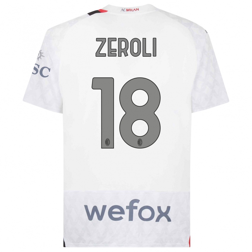 Kvinder Kevin Zeroli #18 Hvid Udebane Spillertrøjer 2023/24 Trøje T-Shirt