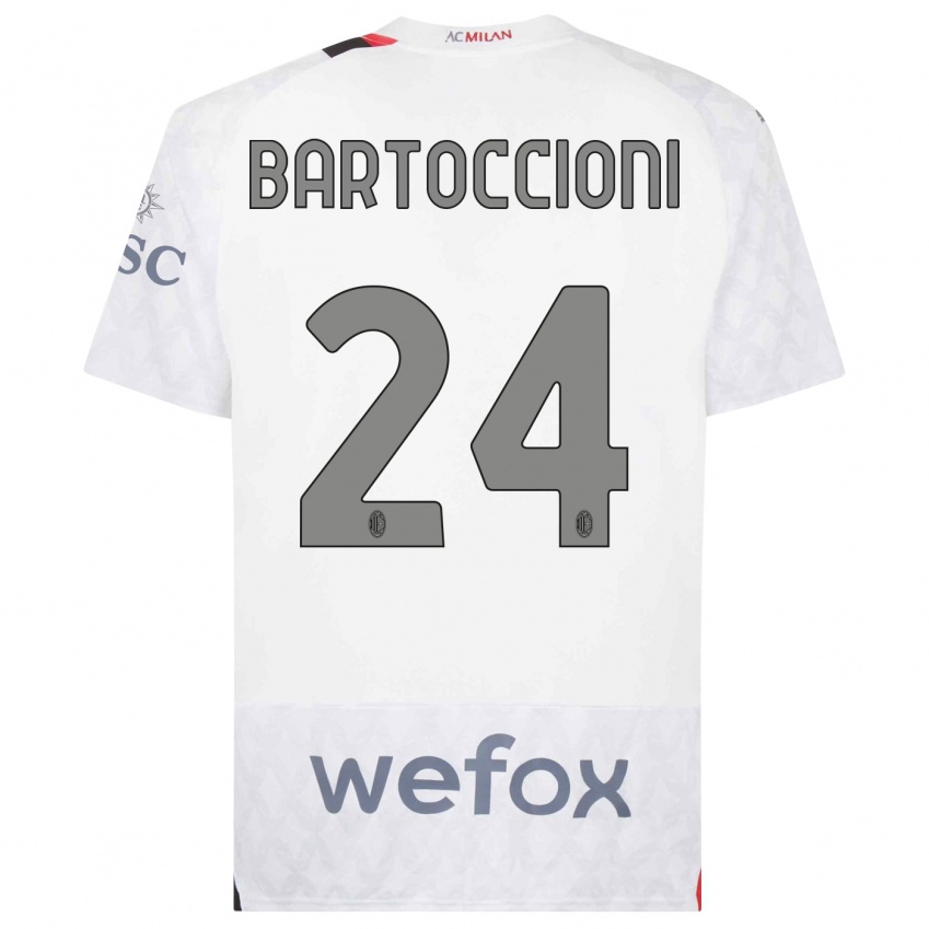 Kvinder Andrea Bartoccioni #24 Hvid Udebane Spillertrøjer 2023/24 Trøje T-Shirt