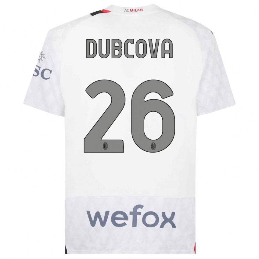 Kvinder Michaela Dubcova #26 Hvid Udebane Spillertrøjer 2023/24 Trøje T-Shirt