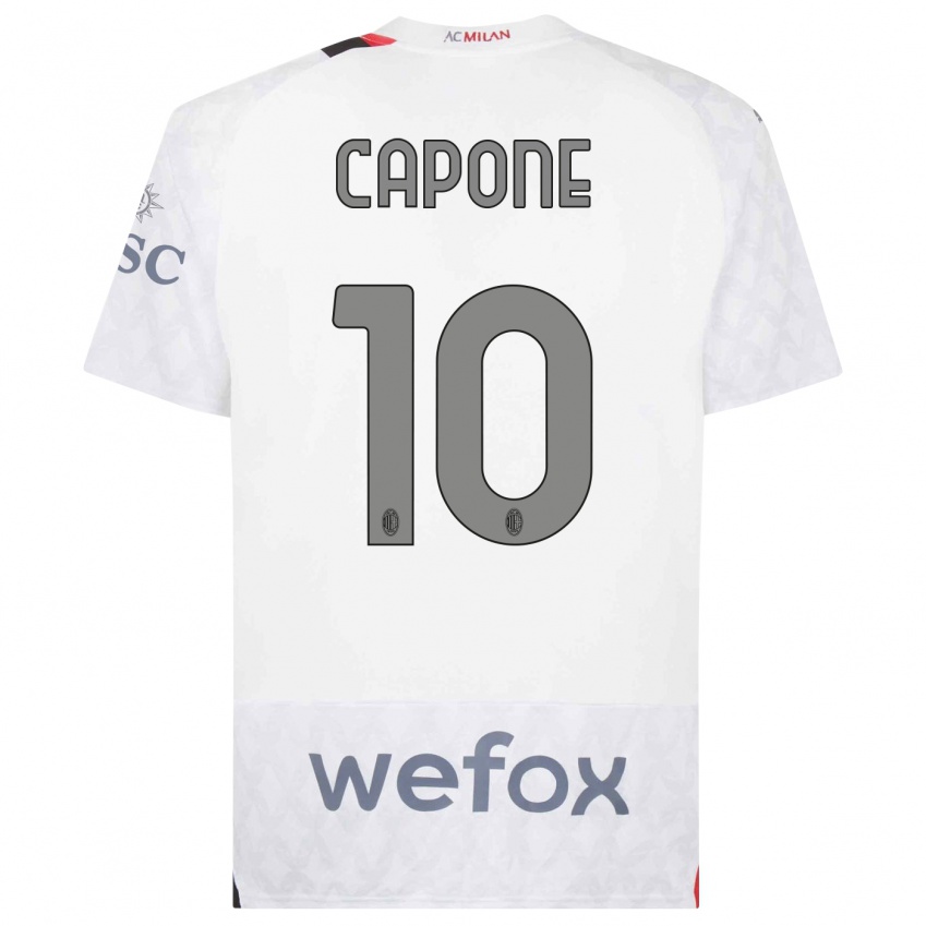 Kvinder Andrea Capone #10 Hvid Udebane Spillertrøjer 2023/24 Trøje T-Shirt