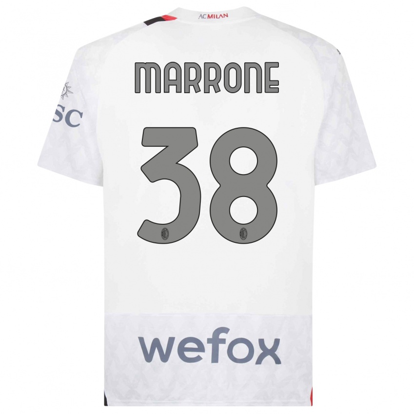Kvinder Federico Marrone #38 Hvid Udebane Spillertrøjer 2023/24 Trøje T-Shirt