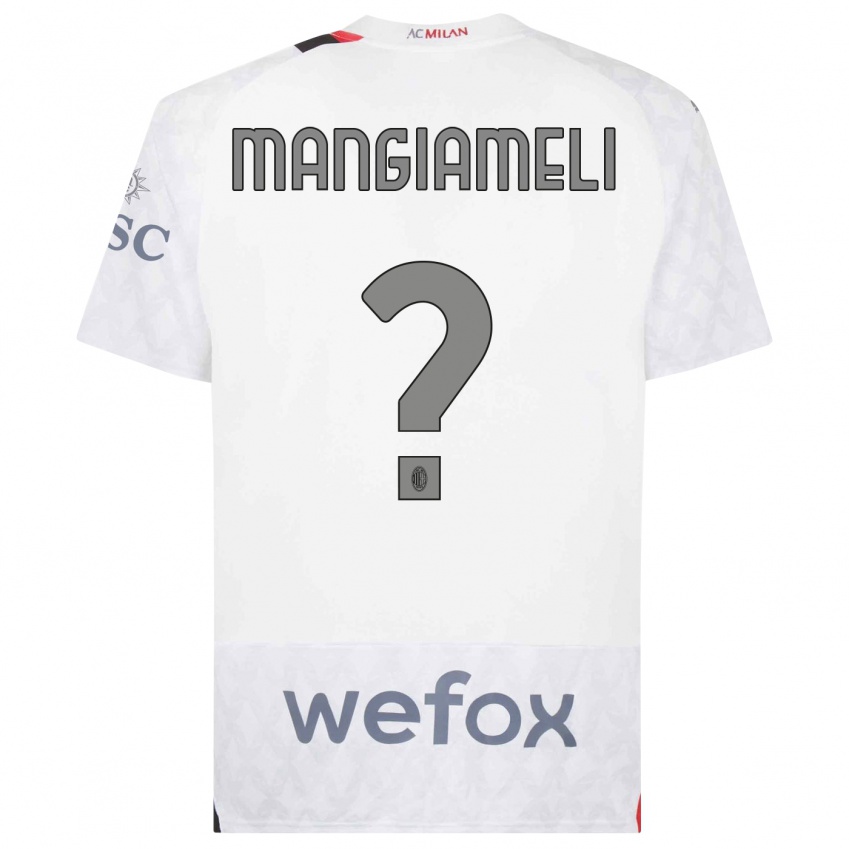 Kvinder Federico Mangiameli #0 Hvid Udebane Spillertrøjer 2023/24 Trøje T-Shirt
