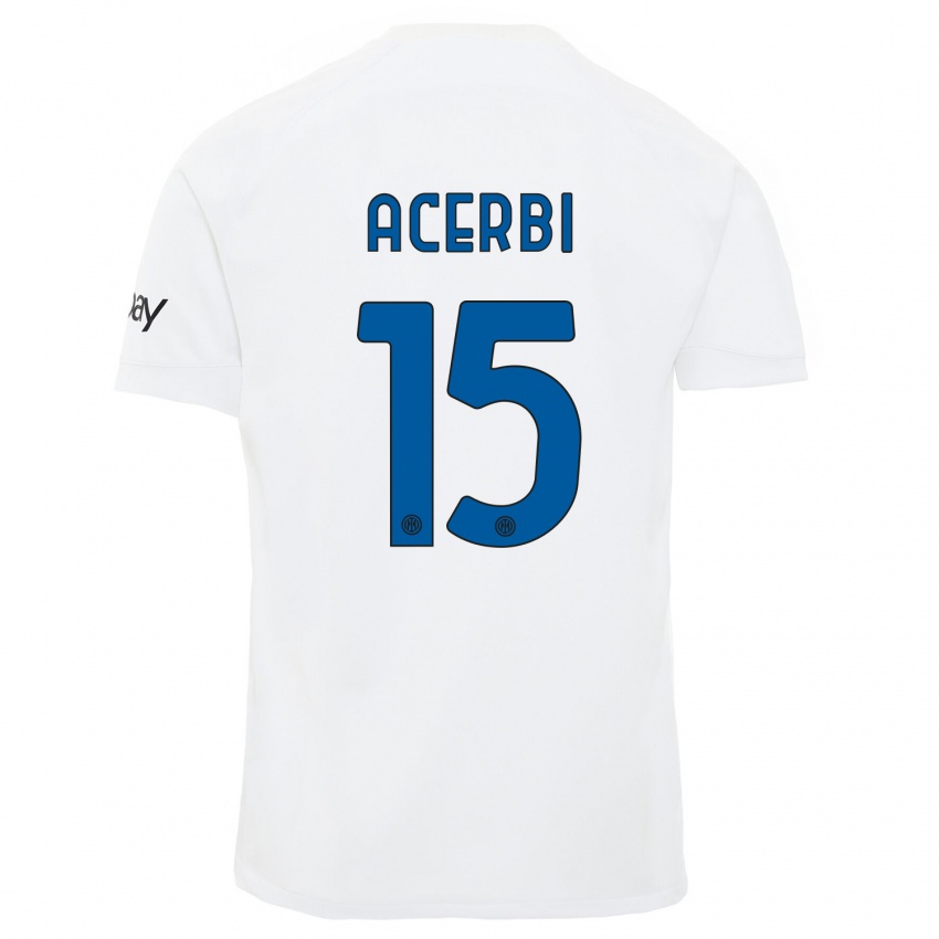 Kvinder Francesco Acerbi #15 Hvid Udebane Spillertrøjer 2023/24 Trøje T-Shirt