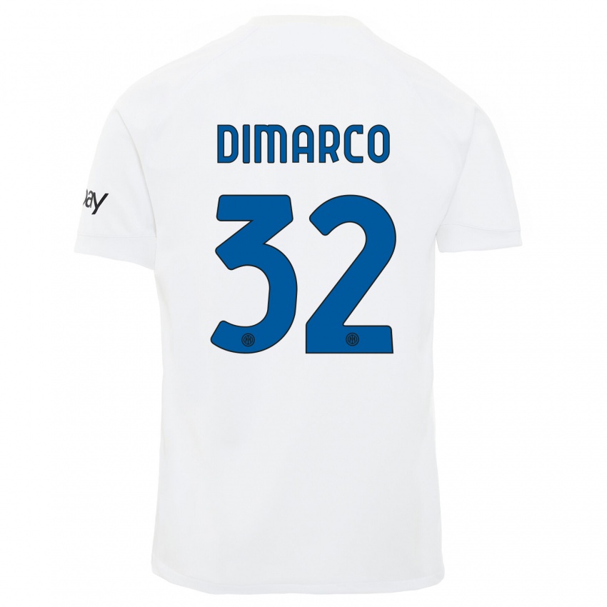 Kvinder Federico Dimarco #32 Hvid Udebane Spillertrøjer 2023/24 Trøje T-Shirt