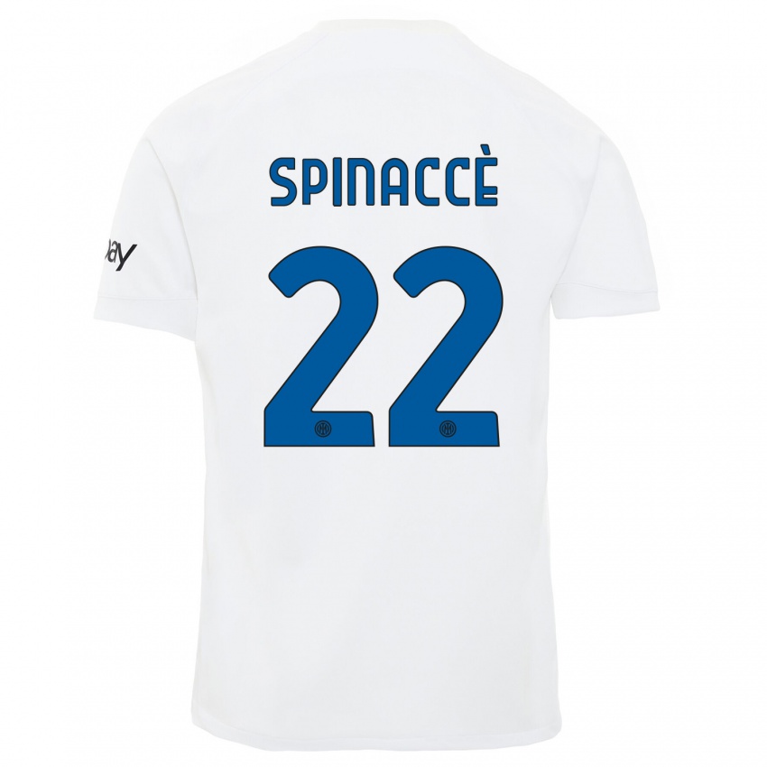 Kvinder Matteo Spinaccè #22 Hvid Udebane Spillertrøjer 2023/24 Trøje T-Shirt