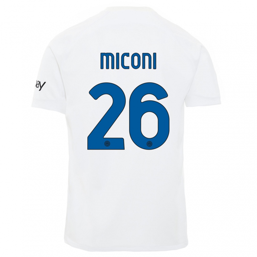 Kvinder Riccardo Miconi #26 Hvid Udebane Spillertrøjer 2023/24 Trøje T-Shirt