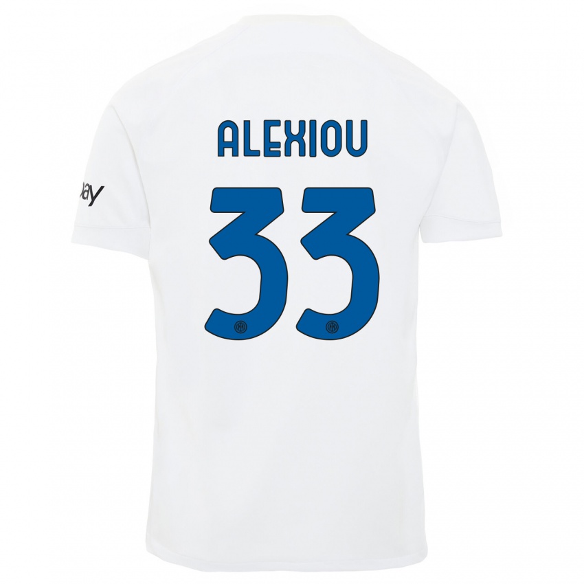 Kvinder Christos Alexiou #33 Hvid Udebane Spillertrøjer 2023/24 Trøje T-Shirt