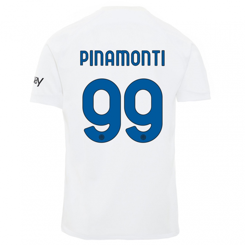 Kvinder Andrea Pinamonti #99 Hvid Udebane Spillertrøjer 2023/24 Trøje T-Shirt