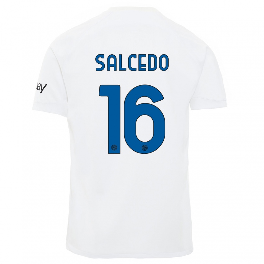 Kvinder Eddie Salcedo #16 Hvid Udebane Spillertrøjer 2023/24 Trøje T-Shirt