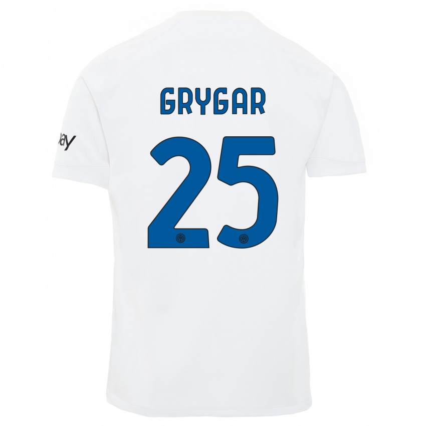 Kvinder Samuel Grygar #25 Hvid Udebane Spillertrøjer 2023/24 Trøje T-Shirt