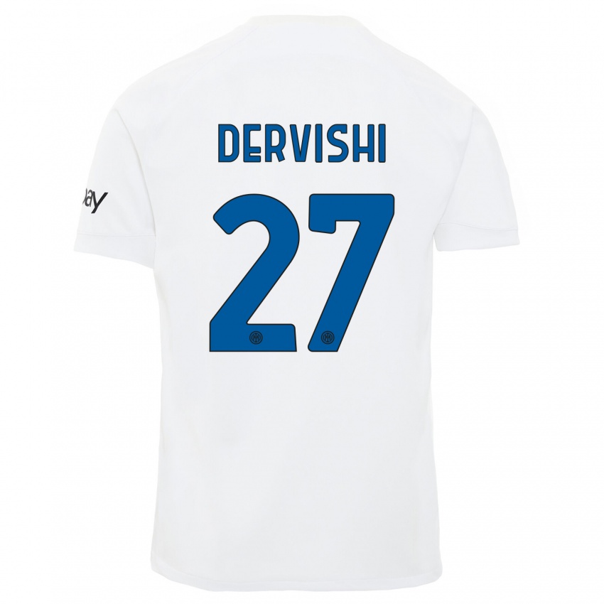 Kvinder Kristian Dervishi #27 Hvid Udebane Spillertrøjer 2023/24 Trøje T-Shirt
