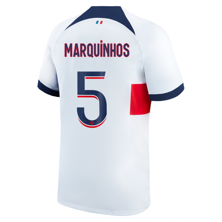 Kvinder Marquinhos #5 Hvid Udebane Spillertrøjer 2023/24 Trøje T-Shirt