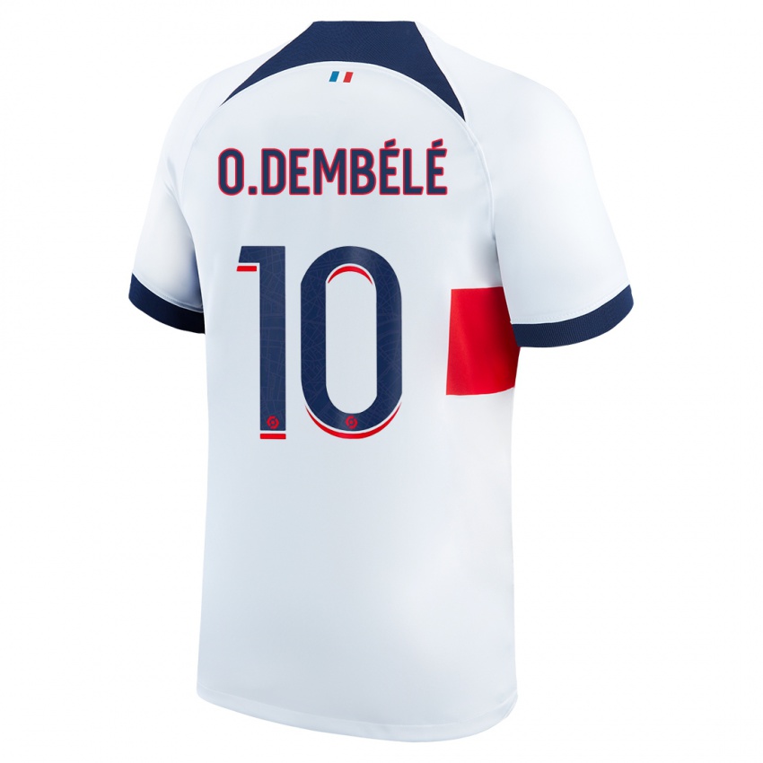 Kvinder Ousmane Dembele #10 Hvid Udebane Spillertrøjer 2023/24 Trøje T-Shirt