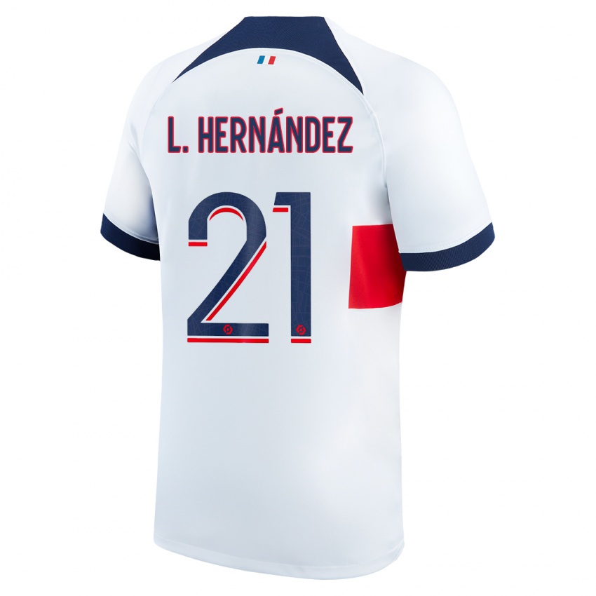 Kvinder Lucas Hernandez #21 Hvid Udebane Spillertrøjer 2023/24 Trøje T-Shirt