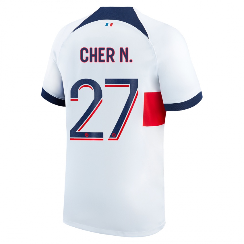 Kvinder Cher Ndour #27 Hvid Udebane Spillertrøjer 2023/24 Trøje T-Shirt