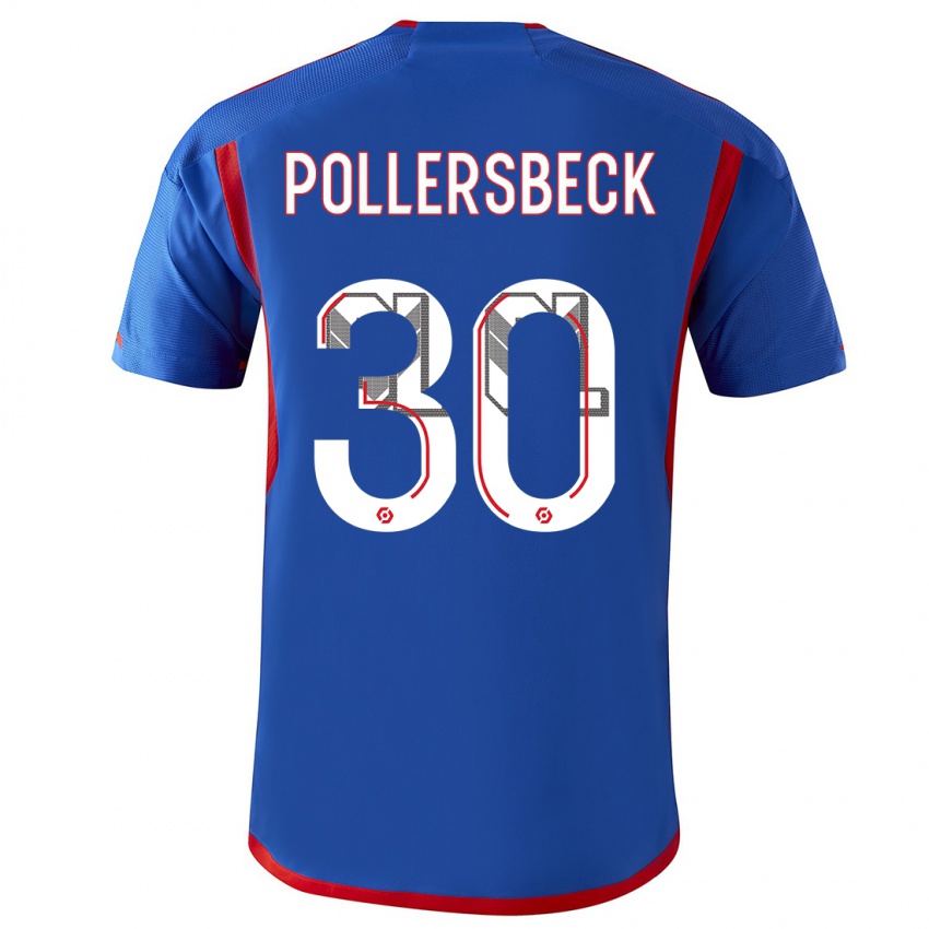 Kvinder Julian Pollersbeck #30 Blå Rød Udebane Spillertrøjer 2023/24 Trøje T-Shirt