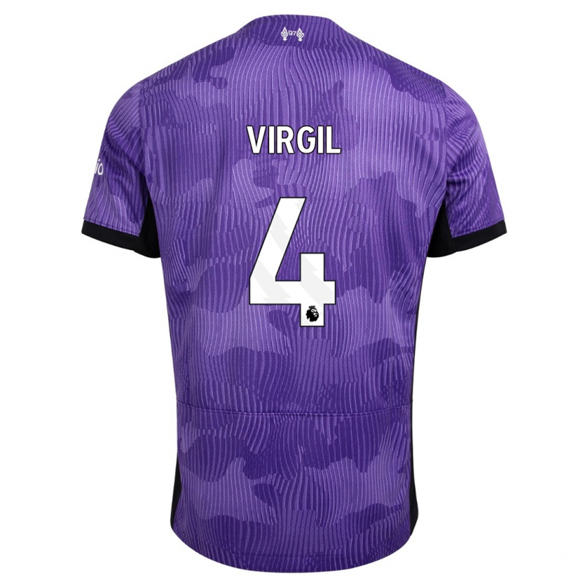 Kvinder Virgil Van Dijk #4 Lilla Tredje Sæt Spillertrøjer 2023/24 Trøje T-Shirt