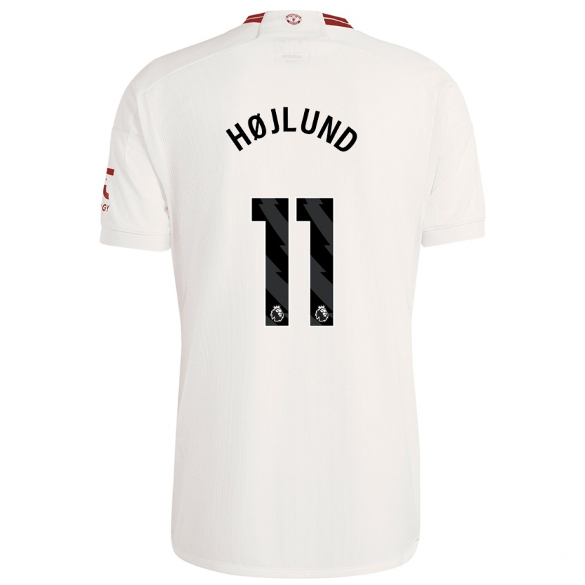 Kvinder Rasmus Højlund #11 Hvid Tredje Sæt Spillertrøjer 2023/24 Trøje T-Shirt