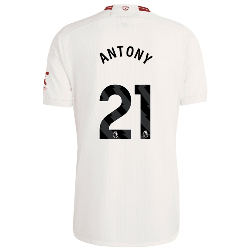 Kvinder Antony #21 Hvid Tredje Sæt Spillertrøjer 2023/24 Trøje T-Shirt