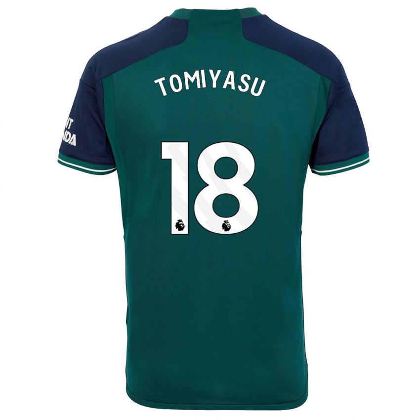 Kvinder Takehiro Tomiyasu #18 Grøn Tredje Sæt Spillertrøjer 2023/24 Trøje T-Shirt