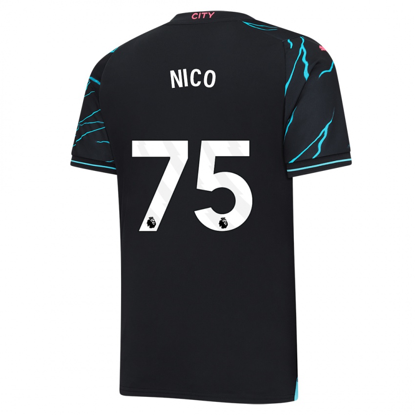 Kvinder Nico O'reilly #75 Mørkeblå Tredje Sæt Spillertrøjer 2023/24 Trøje T-Shirt