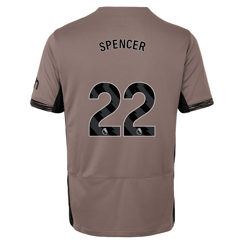 Kvinder Rebecca Spencer #22 Mørk Beige Tredje Sæt Spillertrøjer 2023/24 Trøje T-Shirt