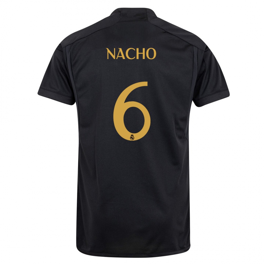 Kvinder Nacho Fernandez #6 Sort Tredje Sæt Spillertrøjer 2023/24 Trøje T-Shirt