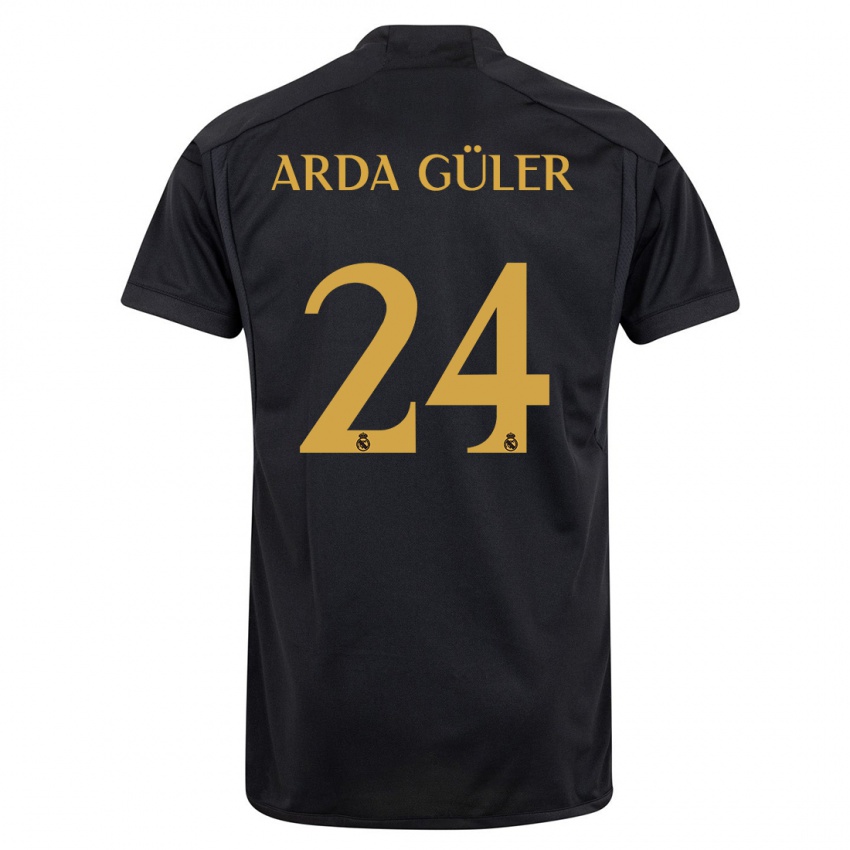 Kvinder Arda Güler #24 Sort Tredje Sæt Spillertrøjer 2023/24 Trøje T-Shirt