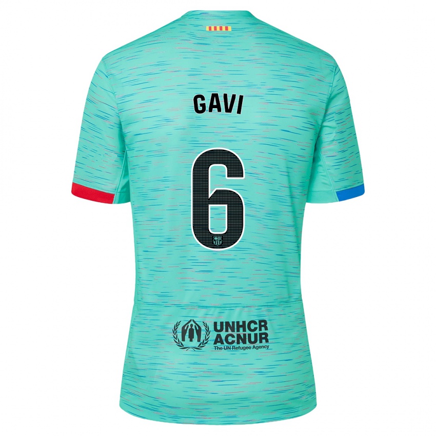 Kvinder Gavi #6 Lys Aqua Tredje Sæt Spillertrøjer 2023/24 Trøje T-Shirt