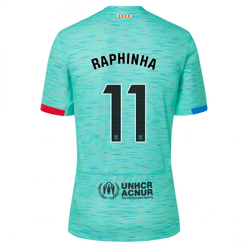 Kvinder Raphinha #11 Lys Aqua Tredje Sæt Spillertrøjer 2023/24 Trøje T-Shirt