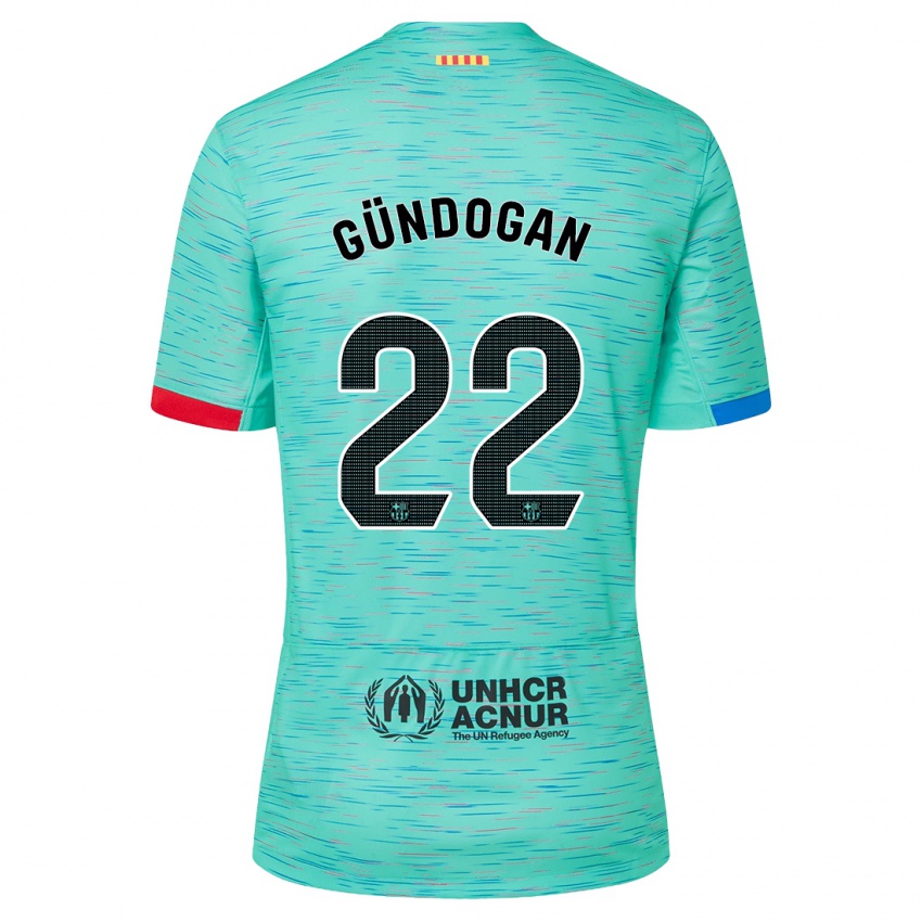 Kvinder Ilkay Gundogan #22 Lys Aqua Tredje Sæt Spillertrøjer 2023/24 Trøje T-Shirt