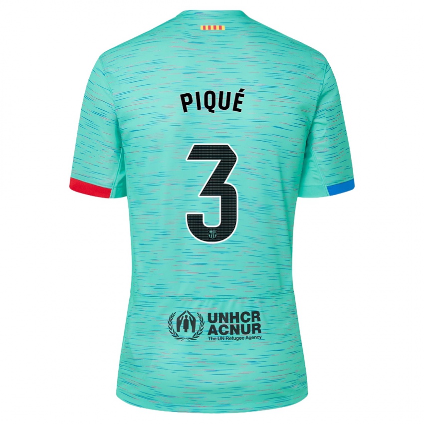 Kvinder Gerard Pique #3 Lys Aqua Tredje Sæt Spillertrøjer 2023/24 Trøje T-Shirt