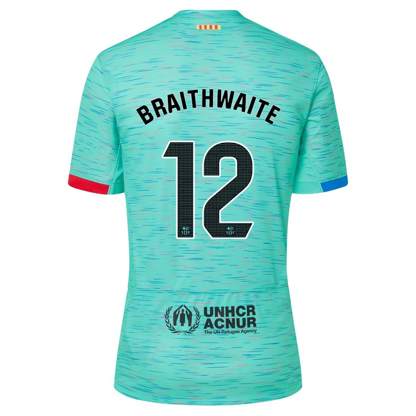 Kvinder Martin Braithwaite #12 Lys Aqua Tredje Sæt Spillertrøjer 2023/24 Trøje T-Shirt