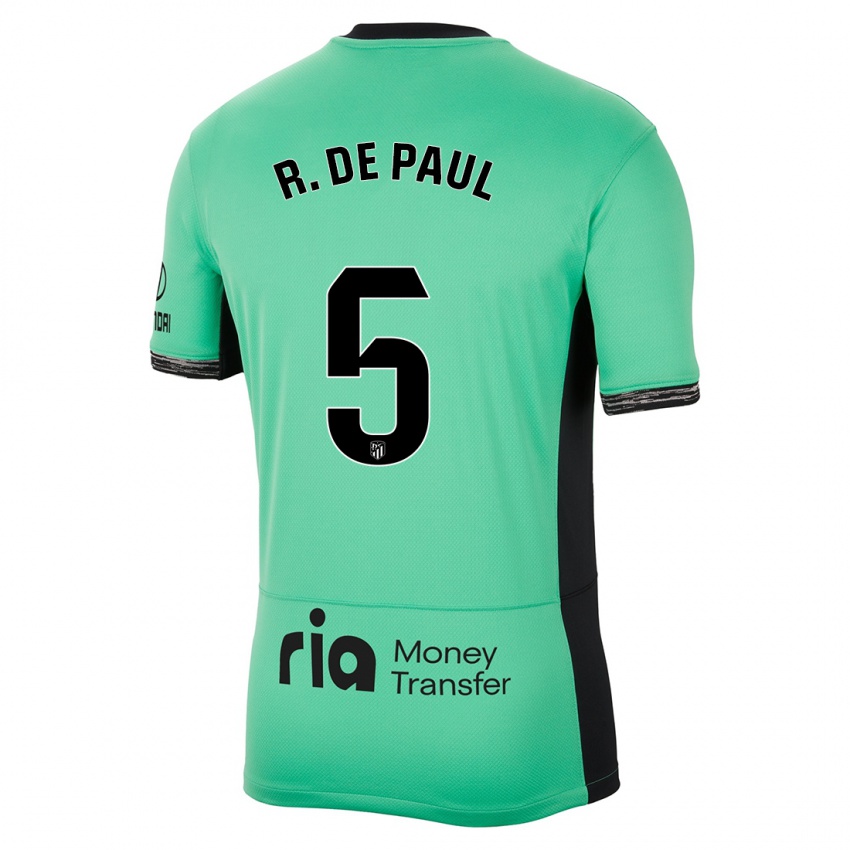 Kvinder Rodrigo De Paul #5 Forårsgrøn Tredje Sæt Spillertrøjer 2023/24 Trøje T-Shirt