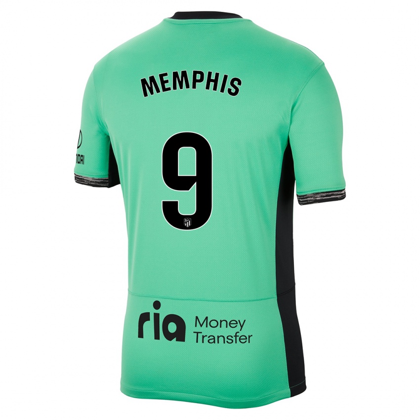 Kvinder Memphis Depay #9 Forårsgrøn Tredje Sæt Spillertrøjer 2023/24 Trøje T-Shirt