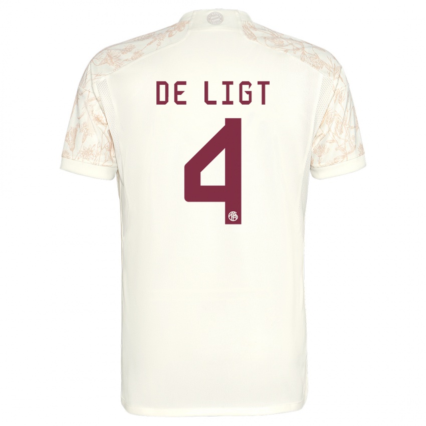 Kvinder Matthijs De Ligt #4 Off White Tredje Sæt Spillertrøjer 2023/24 Trøje T-Shirt