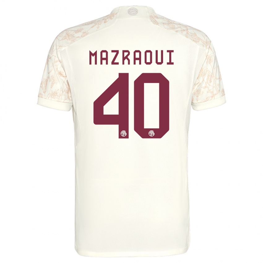 Kvinder Noussair Mazraoui #40 Off White Tredje Sæt Spillertrøjer 2023/24 Trøje T-Shirt