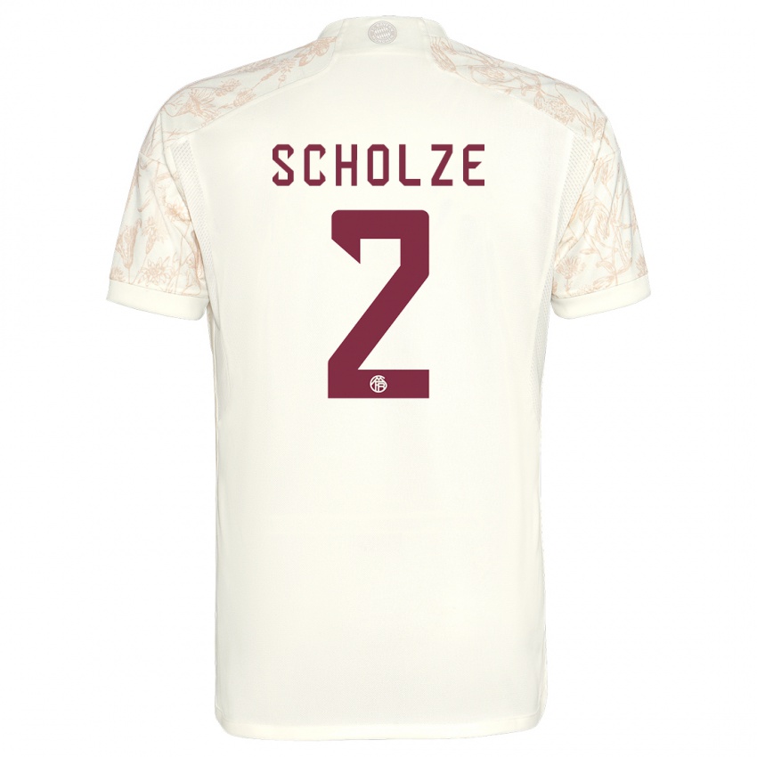 Kvinder Max Scholze #2 Off White Tredje Sæt Spillertrøjer 2023/24 Trøje T-Shirt