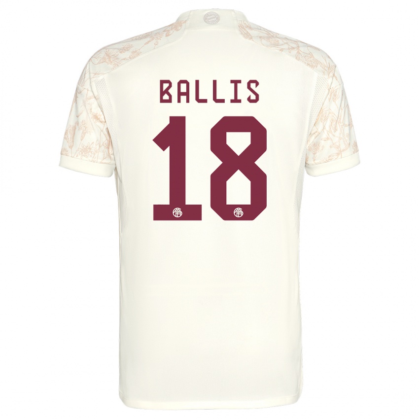 Kvinder Benjamin Ballis #18 Off White Tredje Sæt Spillertrøjer 2023/24 Trøje T-Shirt