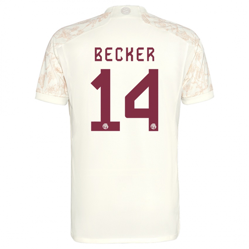 Kvinder Lennard Becker #14 Off White Tredje Sæt Spillertrøjer 2023/24 Trøje T-Shirt