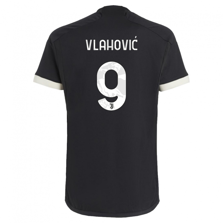 Kvinder Dusan Vlahovic #9 Sort Tredje Sæt Spillertrøjer 2023/24 Trøje T-Shirt