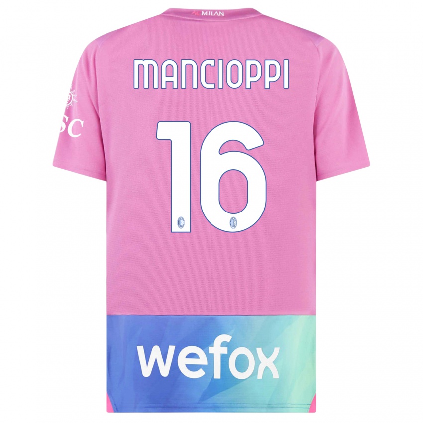 Kvinder Tommaso Mancioppi #16 Pink Lilla Tredje Sæt Spillertrøjer 2023/24 Trøje T-Shirt