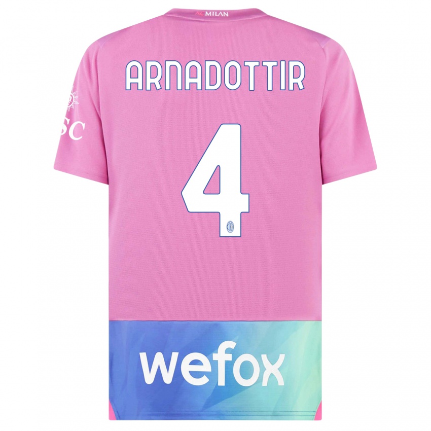 Kvinder Guony Arnadottir #4 Pink Lilla Tredje Sæt Spillertrøjer 2023/24 Trøje T-Shirt