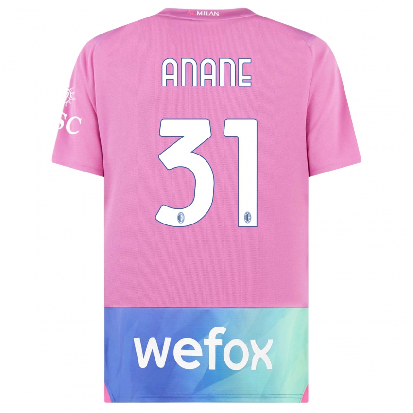 Kvinder Emmanuel Anane #31 Pink Lilla Tredje Sæt Spillertrøjer 2023/24 Trøje T-Shirt