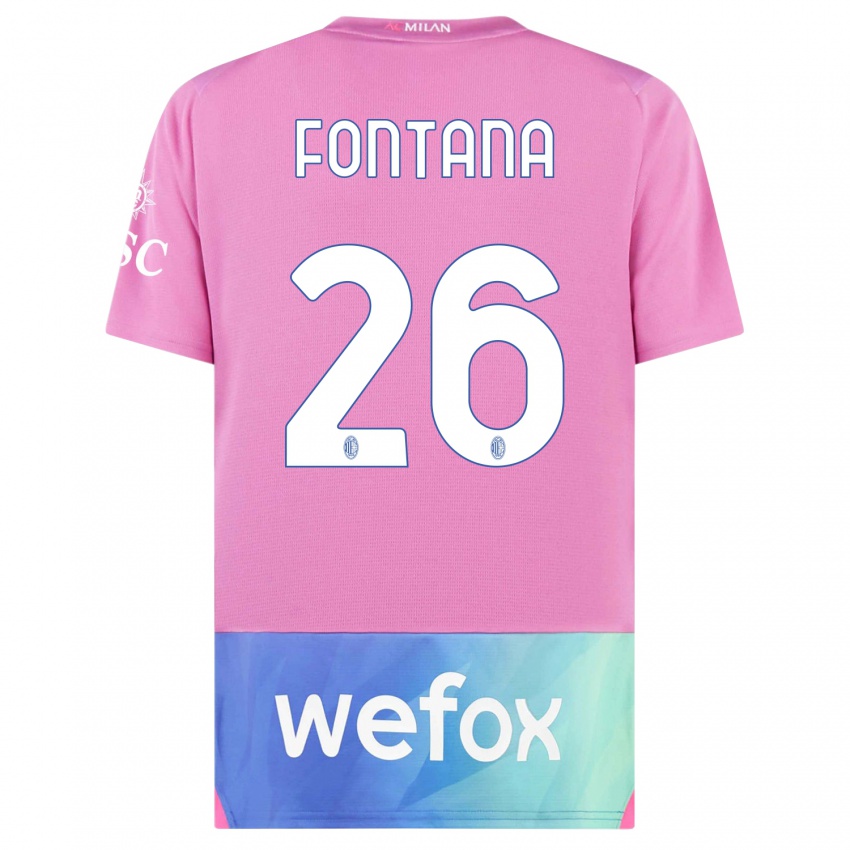 Kvinder Francesco Fontana #26 Pink Lilla Tredje Sæt Spillertrøjer 2023/24 Trøje T-Shirt
