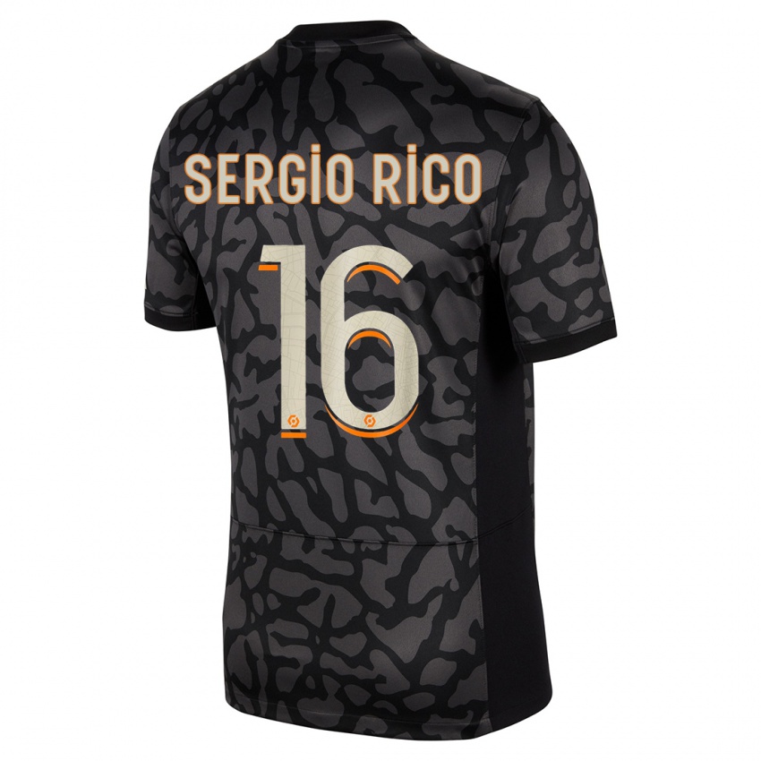Kvinder Sergio Rico #16 Sort Tredje Sæt Spillertrøjer 2023/24 Trøje T-Shirt