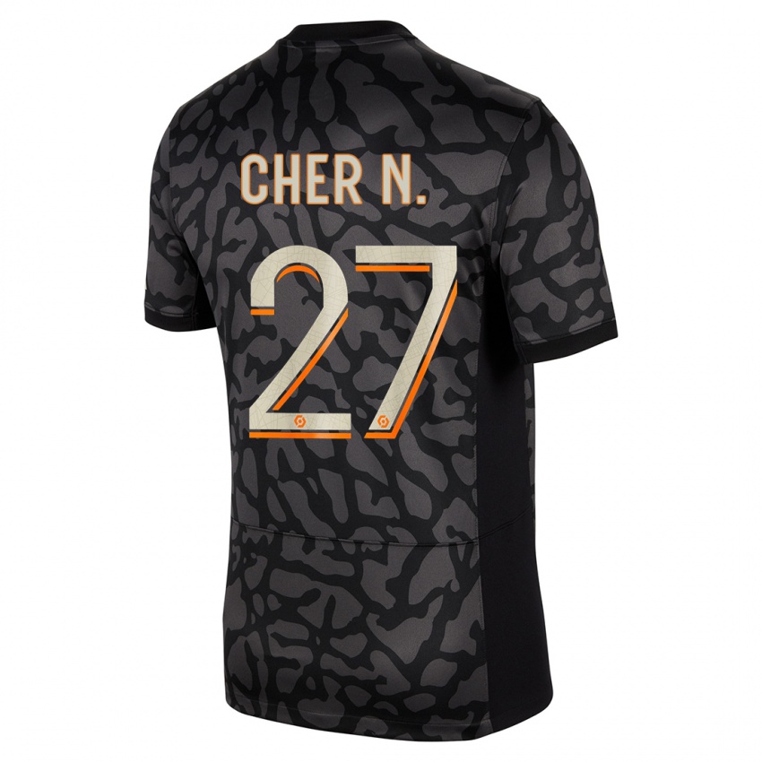 Kvinder Cher Ndour #27 Sort Tredje Sæt Spillertrøjer 2023/24 Trøje T-Shirt